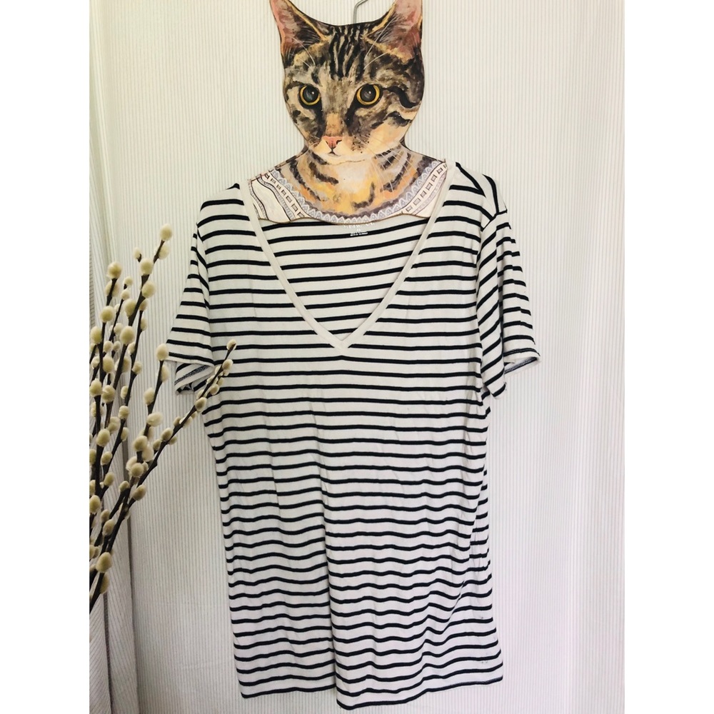Merona Deep V Neck Striped T Shirt